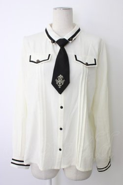 画像1: axes femme / ミリタリー風ブラウス L ホワイト T-26-01-09-001-AX-BL-SA-ZT