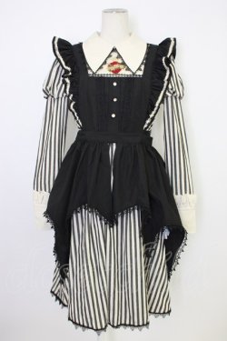 画像1: 仲夏物語 / 薔薇スペード刺繍ストライプワンピースセット S アイボリーＸ黒 T-26-01-09-031-EL-OP-SA-ZT