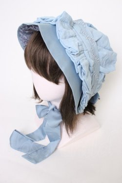 画像1: ZJ STORY / リボンフラワーレースボンネット  サックス T-26-01-09-032-0-AC-SA-ZT