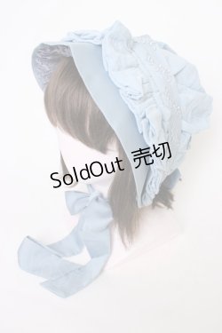 画像1: ZJ STORY / リボンフラワーレースボンネット  サックス T-26-01-09-032-0-AC-SA-ZT433