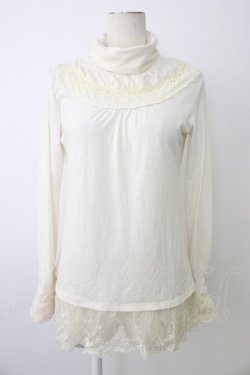 画像1: axes femme / ハイネック裾レースプルオーバー  アイボリー T-26-01-09-004-AX-TO-SA-ZT