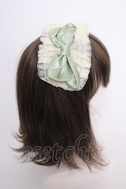 画像2: Mademoiselle Pearl（海外ロリータブランド） / 鈴蘭リボンヘッドドレス  アイボリーＸグリーン T-26-01-09-035-0-AC-SA-ZT