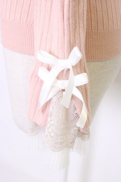 画像3: axes femme / 袖レースデザインラメニット  ピンク T-26-01-09-010-AX-TO-SA-ZT