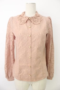 画像1: axes femme / レースパールブラウス  ピンク T-26-01-09-011-AX-BL-SA-ZT