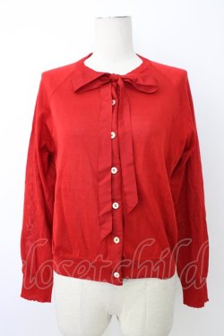 画像1: Jane Marple Dans Le Salon / リボンタイ付きカーディガン M レッド T-26-01-09-013-JM-TO-SA-ZT