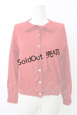 画像1: Jane Marple Dans Le Salon / リボンタイ付きカーディガン M レッド T-26-01-09-013-JM-TO-SA-ZT