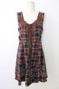 axes femme / フロントレースチェックジャンパースカート  ネイビーＸレッドチェック T-26-01-09-014-AX-OP-SA-ZT