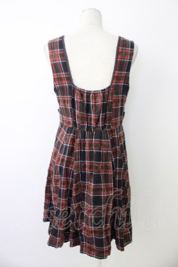 画像2: axes femme / フロントレースチェックジャンパースカート  ネイビーＸレッドチェック T-26-01-09-014-AX-OP-SA-ZT
