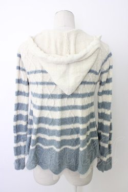 画像2: axes femme / ボーダーニットフードトップス  アイボリーＸブルー T-26-01-09-016-AX-OP-SA-ZT