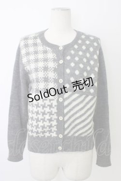 画像1: Jane Marple Dans Le Salon / パターンmixカーディガン  グレー T-26-01-09-018-JM-TO-SA-ZT