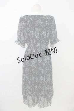 画像2: axes femme / ブーケ線画柄ドットドビーワンピース  黒Ｘ白 T-26-01-09-020-AX-OP-SA-ZT568