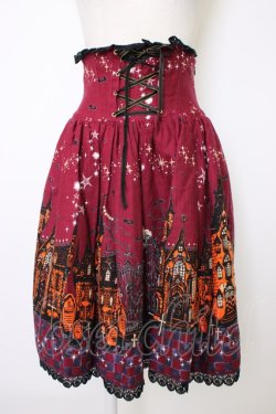 画像1: ALICE and the PIRATES / ゴーストタウンのメリィメイキング柄 スカート  エンジ T-26-01-09-023-PA-SK-SA-ZT