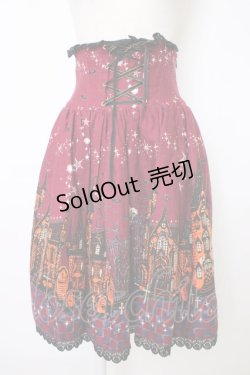 画像1: ALICE and the PIRATES / ゴーストタウンのメリィメイキング柄 スカート  エンジ T-26-01-09-023-PA-SK-SA-ZT568