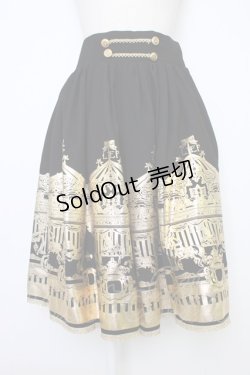 画像1: LIEF / サーカスプリントスカート  黒Ｘゴールド T-26-01-09-024-LO-SK-SA-ZT