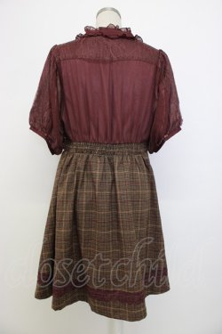 画像2: axes femme Nostalgic / チュール&ドットドッキング半袖ワンピース  ブラウン T-26-01-13-007-LO-OP-SA-ZT