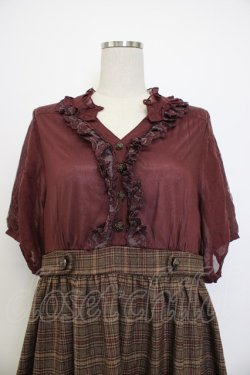 画像5: axes femme Nostalgic / チュール&ドットドッキング半袖ワンピース  ブラウン T-26-01-13-007-LO-OP-SA-ZT