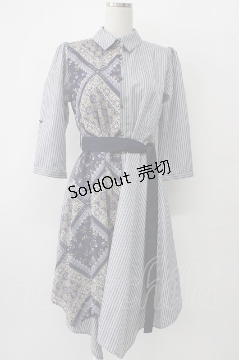 画像5: axes femme / 柄切替イレヘムシャツワンピース  ブルー系 T-26-01-13-009-AX-OP-IG-ZT531 (5)
