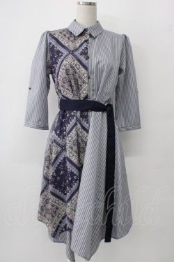 画像5: axes femme / 柄切替イレヘムシャツワンピース  ブルー系 T-26-01-13-009-AX-OP-IG-ZT