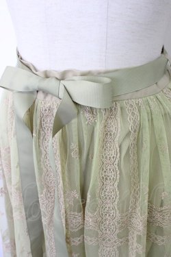 画像3: axes femme / レース×小花刺繍刺繍チュールスカート  グリーン T-26-01-16-030-AX-SK-IG-ZT