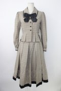 Button BearQueenie / グレンチェックジャケット&スカートセットアップ S ブラウン T-26-01-16-031-EL-OP-SA-ZT