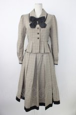 画像1: Button BearQueenie / グレンチェックジャケット&スカートセットアップ S ブラウン T-26-01-16-031-EL-OP-SA-ZT549 (1)
