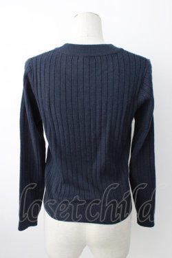 画像2: axes femme / ビジューリブニットトップス  ネイビー T-26-01-16-004-AX-TO-IG-ZT