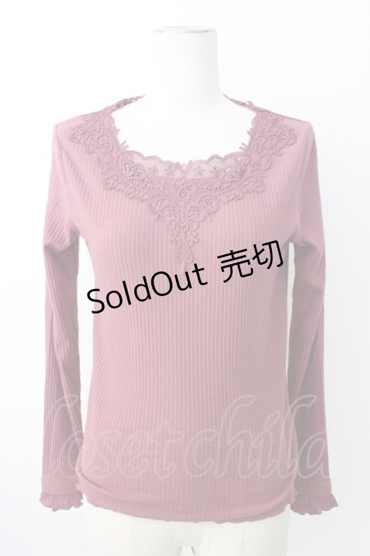 画像1: axes femme / モチーフレースリブプルオーバー  濃ピンク T-26-01-16-005-AX-TO-IG-ZTK548 (1)
