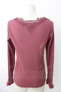 画像2: axes femme / モチーフレースリブプルオーバー  濃ピンク T-26-01-16-005-AX-TO-IG-ZT