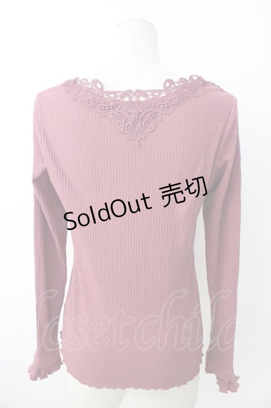 画像2: axes femme / モチーフレースリブプルオーバー  濃ピンク T-26-01-16-005-AX-TO-IG-ZTK548 (2)