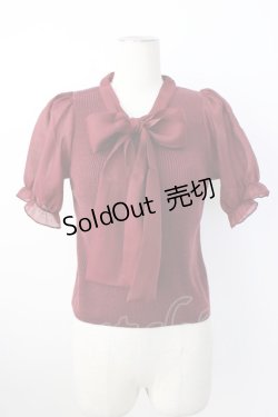 画像1: evelyn / 袖シフォンボウタイニット  ボルドー T-26-01-16-009-LO-TO-SA-ZTK548