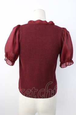 画像2: evelyn / 袖シフォンボウタイニット  ボルドー T-26-01-16-009-LO-TO-SA-ZT