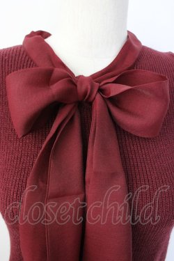 画像4: evelyn / 袖シフォンボウタイニット  ボルドー T-26-01-16-009-LO-TO-SA-ZT