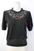 Secret Honey / エンジェル刺繍ニットトップス  黒ＸゴールドＸ赤 T-26-01-16-011-CA-TO-SA-ZT