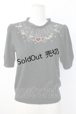 画像1: Secret Honey / エンジェル刺繍ニットトップス  黒ＸゴールドＸ赤 T-26-01-16-011-CA-TO-SA-ZTK560