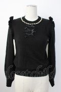Ank Rouge / ハイネックパール&リボンニットトップス  黒Ｘ白 T-26-01-16-012-CA-TO-SA-ZT