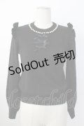 Ank Rouge / ハイネックパール&リボンニットトップス  黒Ｘ白 T-26-01-16-012-CA-TO-SA-ZT