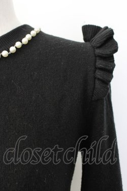 画像4: Ank Rouge / ハイネックパール&リボンニットトップス  黒Ｘ白 T-26-01-16-012-CA-TO-SA-ZT