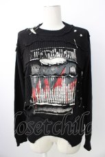 画像1: MAD / 安ピン&クラッシュニットトップス S 黒Ｘ白Ｘ赤 T-26-01-16-013-PU-TO-SA-ZI (1)