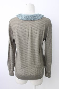 画像2: KANEKO ISAO / ピコフリル使い襟つきカーディガン  チャコールグレー T-26-01-16-002-EL-TO-OW-ZT