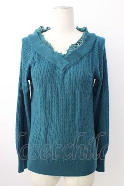 画像1: axes femme / Ｖネックニットプルオーバー  グリーン T-26-01-16-003-AX-TO-IG-ZT