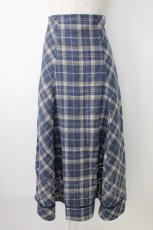 画像1: axes femme / 起毛チェック編上スカート  ブルー T-26-01-16-022-AX-SK-SA-ZT565 (1)