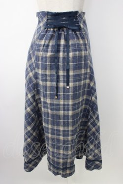 画像2: axes femme / 起毛チェック編上スカート  ブルー T-26-01-16-022-AX-SK-SA-ZT