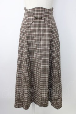 画像1: axes femme / コルセット風チェック柄スカート  パープル T-26-01-16-023-AX-SK-SA-ZT