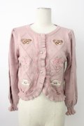 axes femme kawaii / Rosy Bearニットカーデ  ピンク T-26-01-18-003-AX-TO-SA-ZT