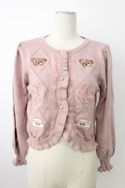 画像1: axes femme kawaii / Rosy Bearニットカーデ  ピンク T-26-01-18-003-AX-TO-SA-ZT
