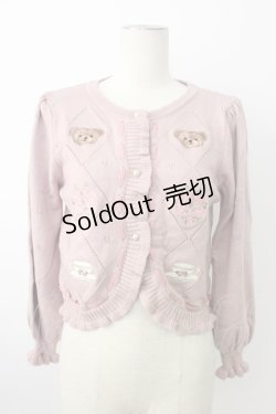 画像1: axes femme kawaii / Rosy Bearニットカーデ  ピンク T-26-01-18-003-AX-TO-SA-ZT560