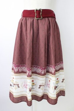 画像1: axes femme POETIQUE / レトロ喫茶ベルト付スカート  ボルドー T-26-01-18-024-AX-SK-SA-ZT