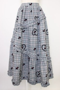 画像1: axes femme kawaii / おさんぽテリア柄スカート  黒チェック T-26-01-18-028-AX-SK-SA-ZT