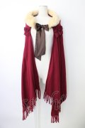 axes femme / ファーティペット付きストール  ボルドー T-26-01-18-030-AX-TO-SA-ZT