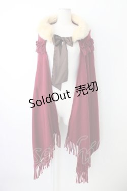 画像1: axes femme / ファーティペット付きストール  ボルドー T-26-01-18-030-AX-TO-SA-ZT570